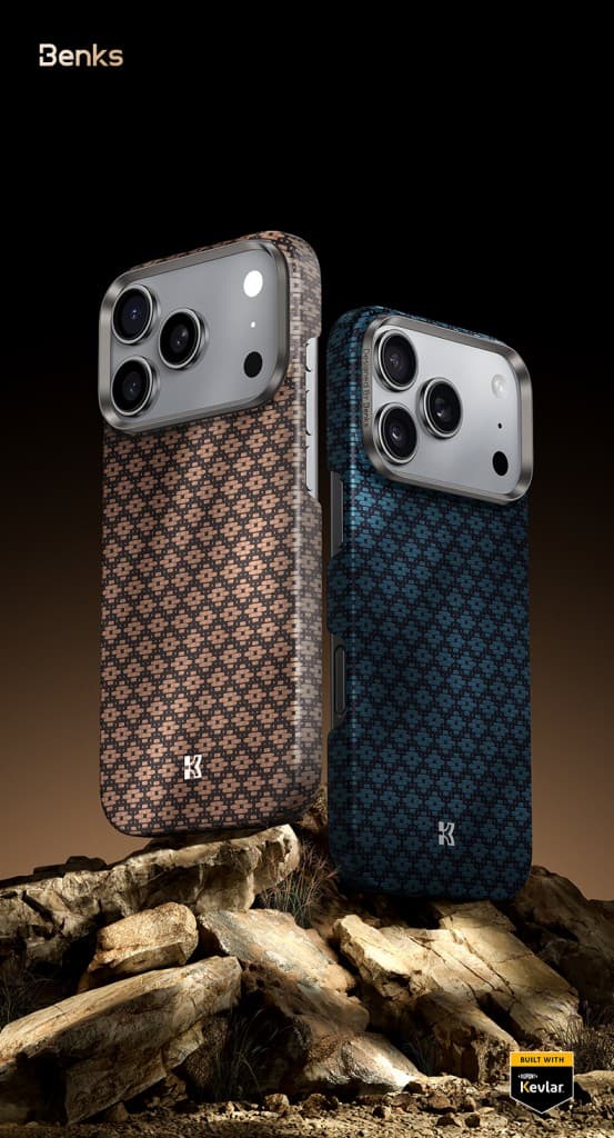 Benks magnetické armor air armor grid kevlarové pouzdro s kovovým rámem 600D (A070) pro iPhone 17 Pro Max zlaté - náhled 4