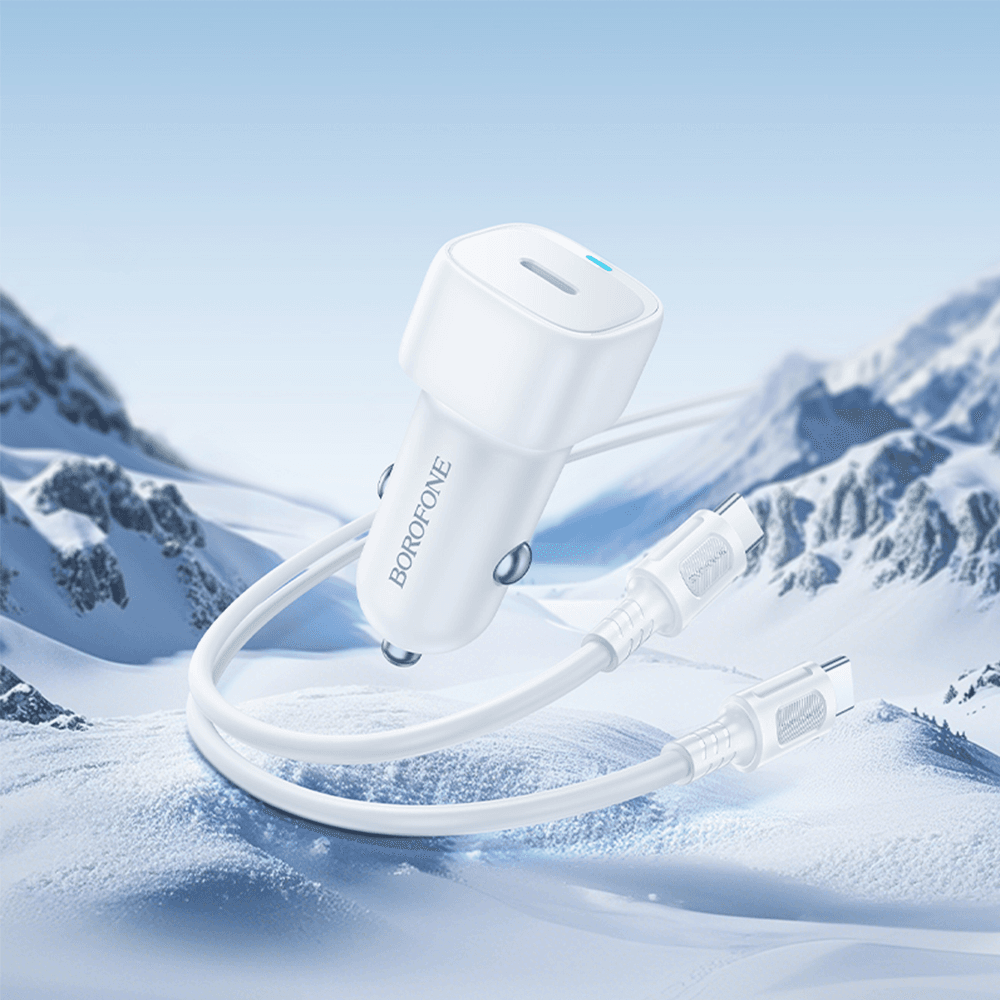 Autonabíječka Borofone BZ34A Cloud s kabelem Type-C na Type-C 20W bílá - náhled 4