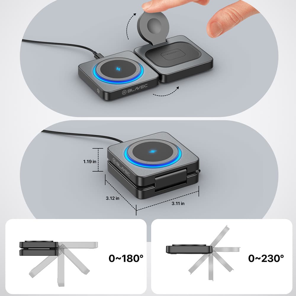 Bezdrátová nabíječka Blavec BQI-04 Qi 15W Magnetic Magsafe 3v1 UniCharge (BQI04-QIMB) černá - náhled 4