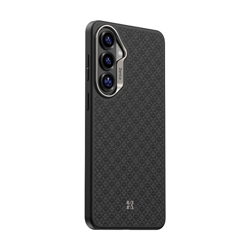 Magnetický kryt s kovovým rámečkem Benks Armor Pro Grid Kevlar 600D pro Samsung Galaxy S26 - černý - náhled 4