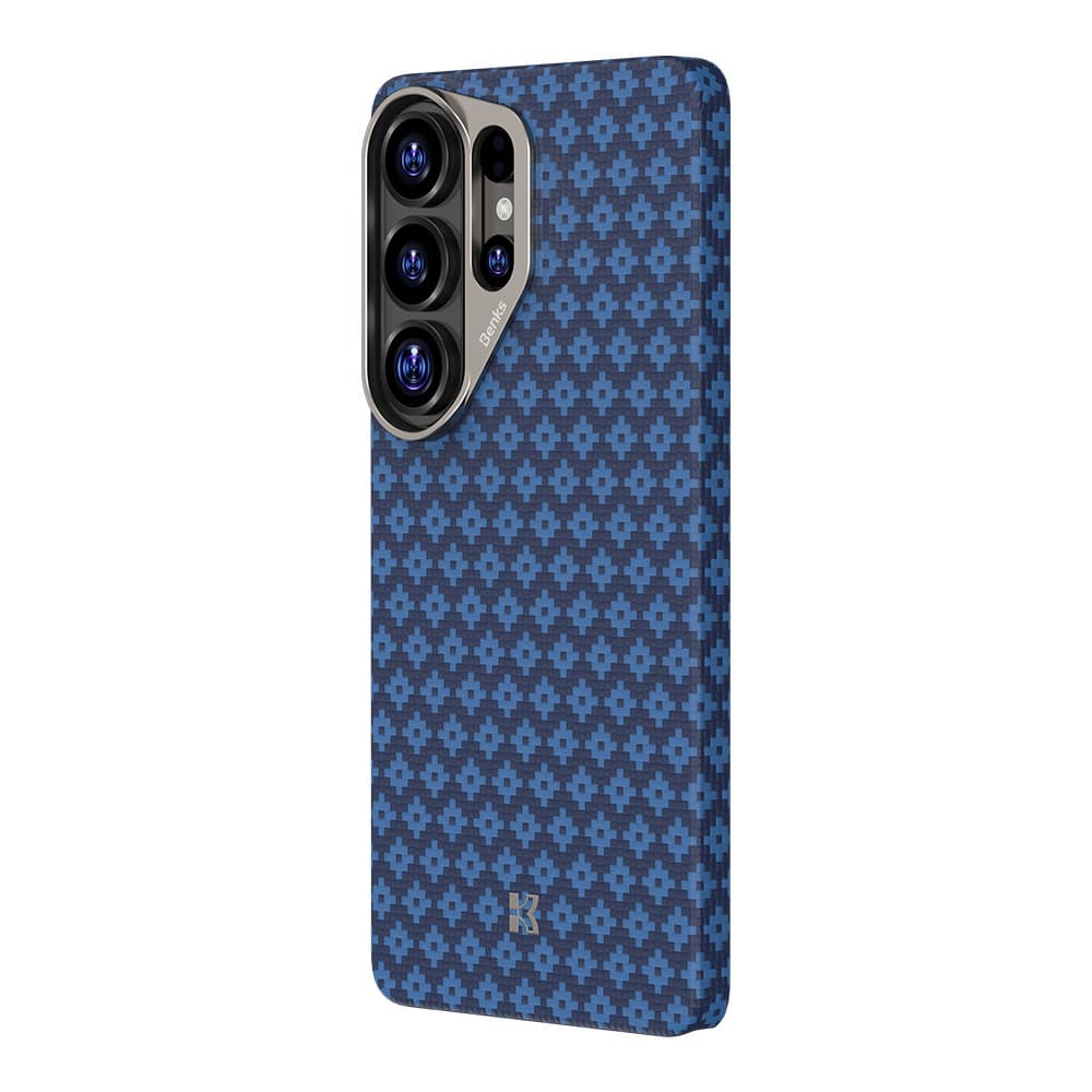 Kryt Benks Magnetic Armor Air Armor Grid Kevlar s kovovým rámečkem 600D (A050) pro Samsung Galaxy S26 Ultra modrý - náhled 4