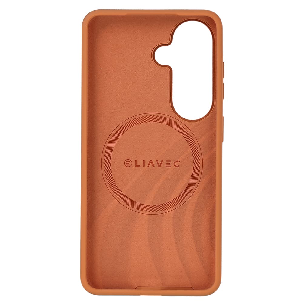 Silikonový kryt Liavec Silky s kovovým rámečkem fotoaparátu pro Samsung Galaxy S26 Plus oranžový - náhled 4