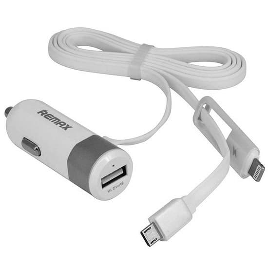 Nabíječka do auta REMAX RCC-102 2v1 vč. microUSB a Lightning datového kabelu stříbrná - náhled 4