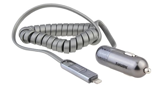Nabíječka do auta REMAX RCC-103 2v1 vč. microUSB a Lightning datového kabelu 3.4A stříbrná - náhled 2