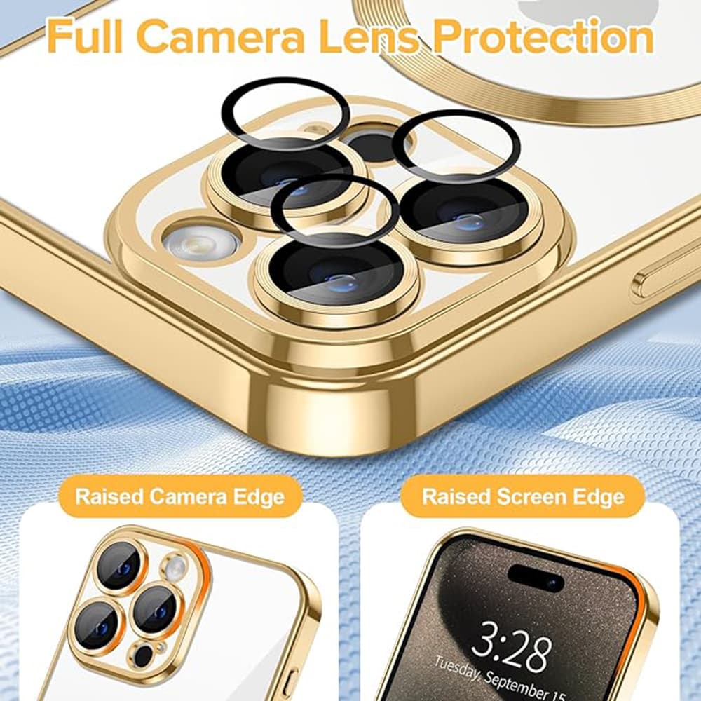 Techsuit Luxusní Křišťál MagSafe iPhone 15 Pro Max Gold - náhled 5