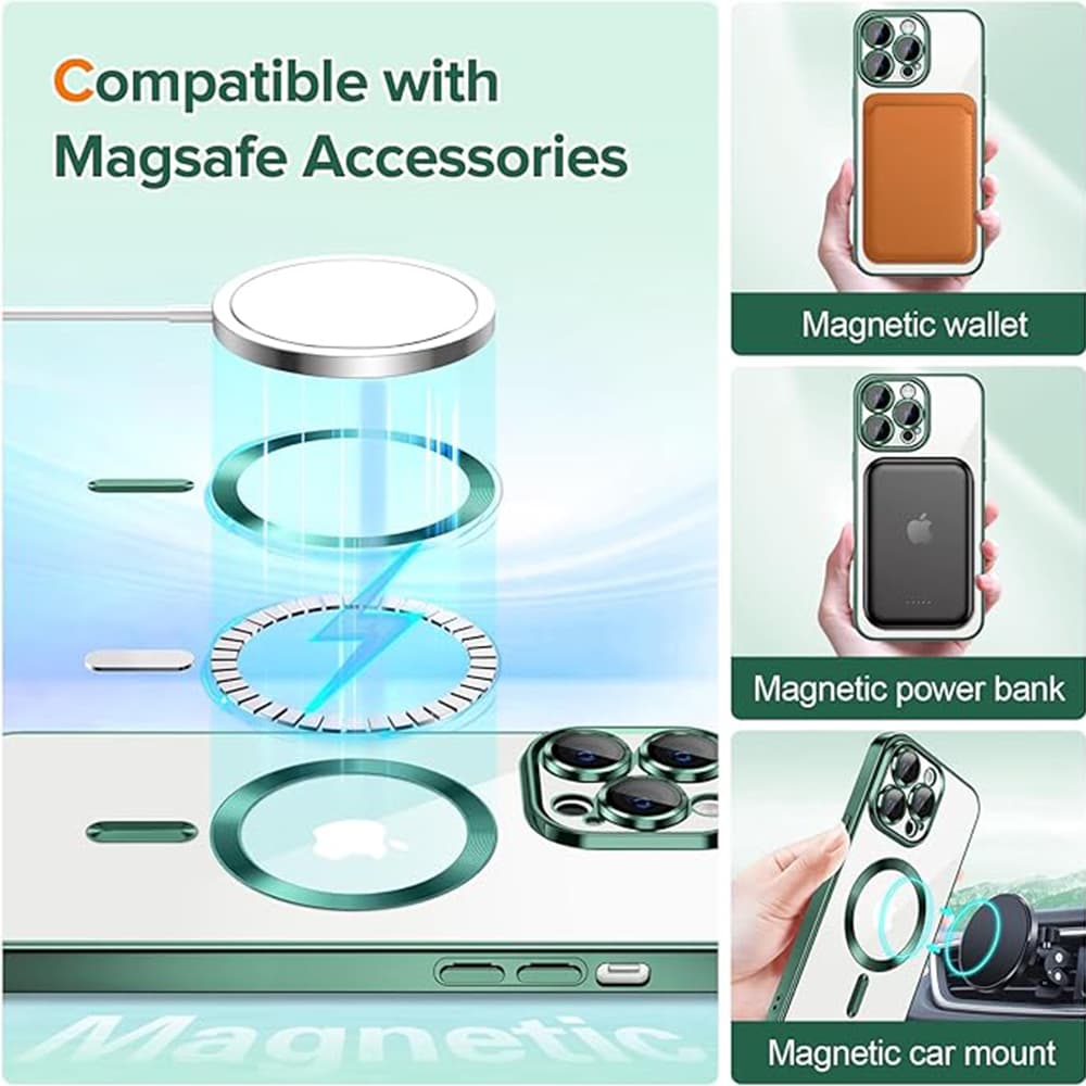 Techsuit Luxusní Křišťálový MagSafe iPhone 14 Pro Max Tmavě zelený - náhled 5