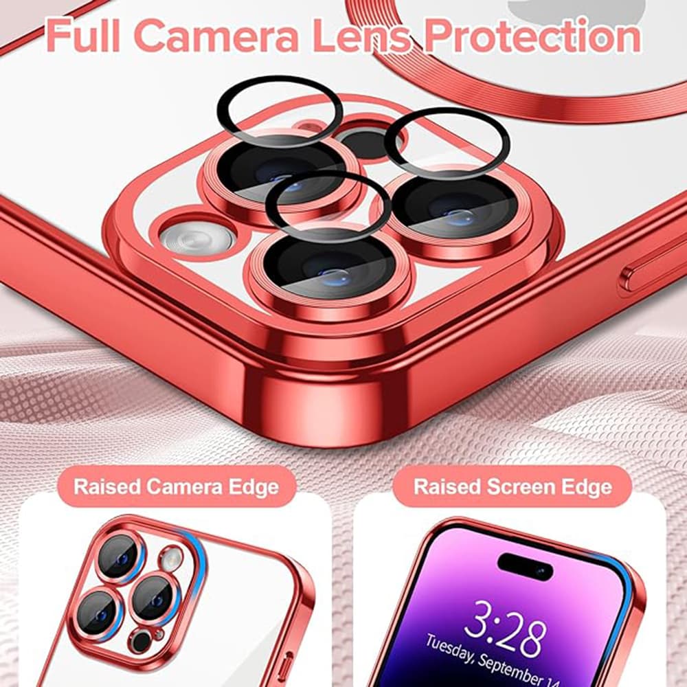 Techsuit Luxusní Krystal MagSafe iPhone 14 Pro Červený - náhled 5