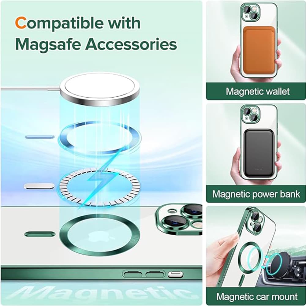 Techsuit Luxusní Křišťálový MagSafe iPhone 14 Plus Tmavě zelený - náhled 5