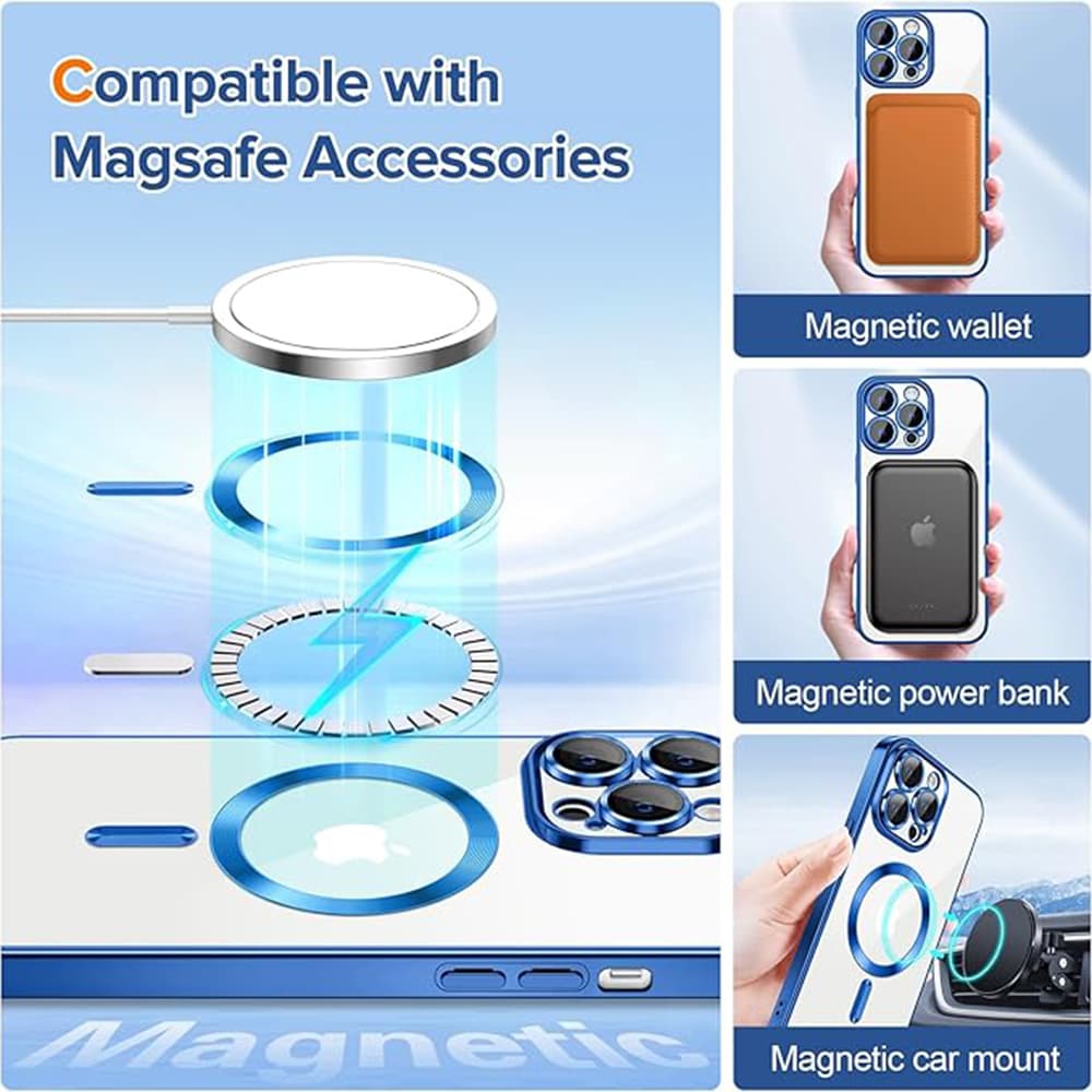 Techsuit Luxusní Křišťálový MagSafe iPhone 13 Pro Max Tmavě modrá - náhled 5