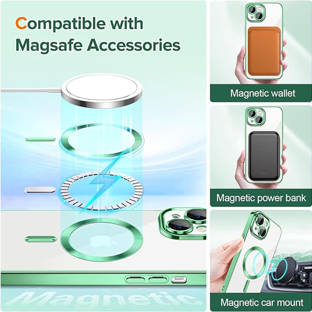 Techsuit Luxusní Křišťál MagSafe iPhone 13 Světle Zelená - náhled 5