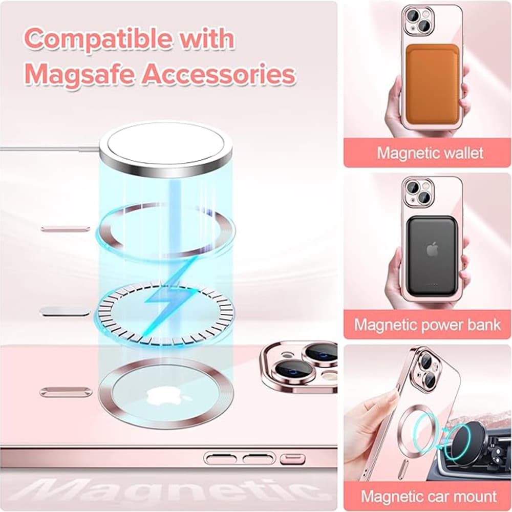 Techsuit Luxusní Křišťálový MagSafe iPhone 13 Růžový - náhled 5