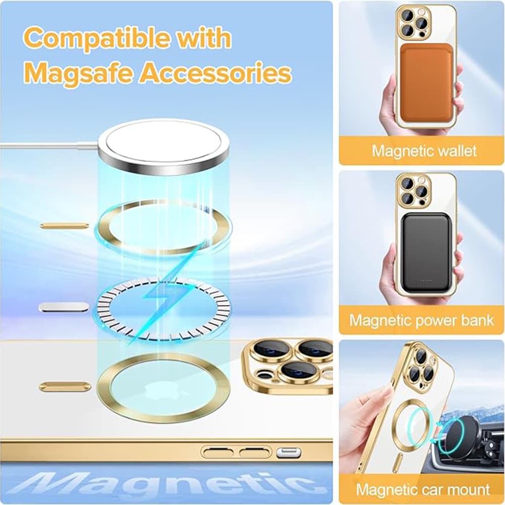 Techsuit Luxusní Křišťál MagSafe iPhone 12 Pro Gold - náhled 5