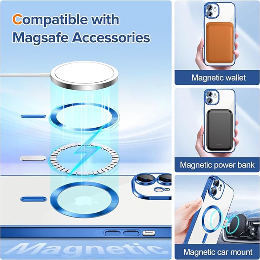 Techsuit Luxusní Křišťál MagSafe iPhone 12 Tmavě Modrá - náhled 5