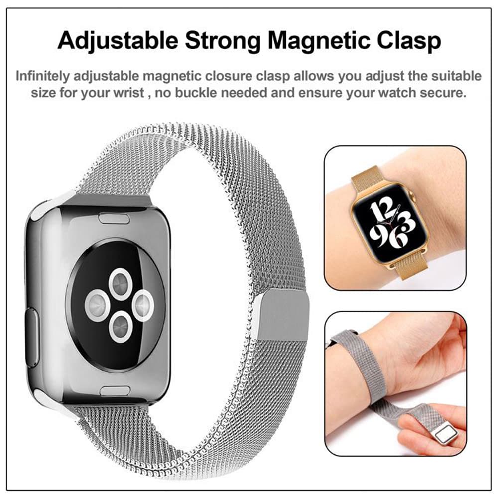 Techsuit - řemínek k hodinkám (W034) - Apple Watch 1/2/3/4/5/6/7/8/9/10/11/SE/SE 2/SE 3/Ultra/Ultra 2/Ultra 3 (42/44/45/46/49mm) - stříbrný - náhled 5