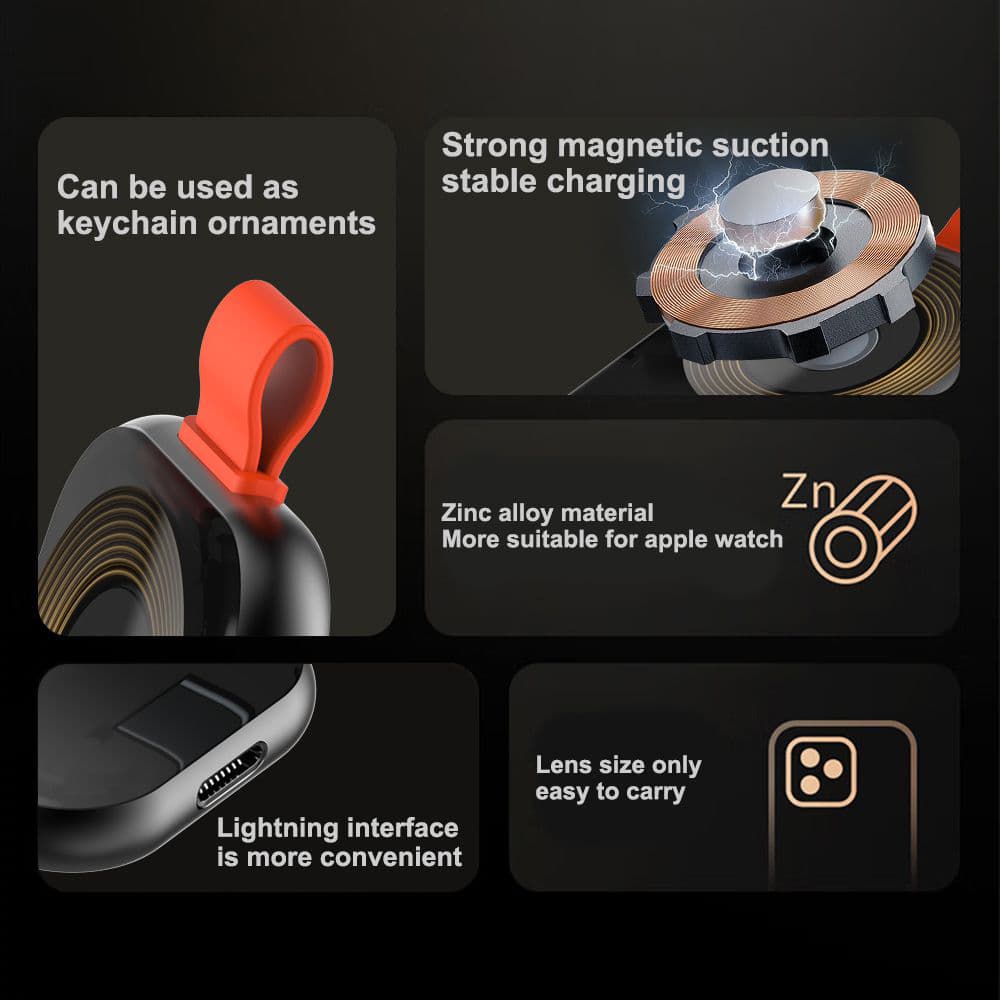Lito Magnetická bezdrátová nabíječka Apple Watch kroužek 5W 1A Černá - náhled 5