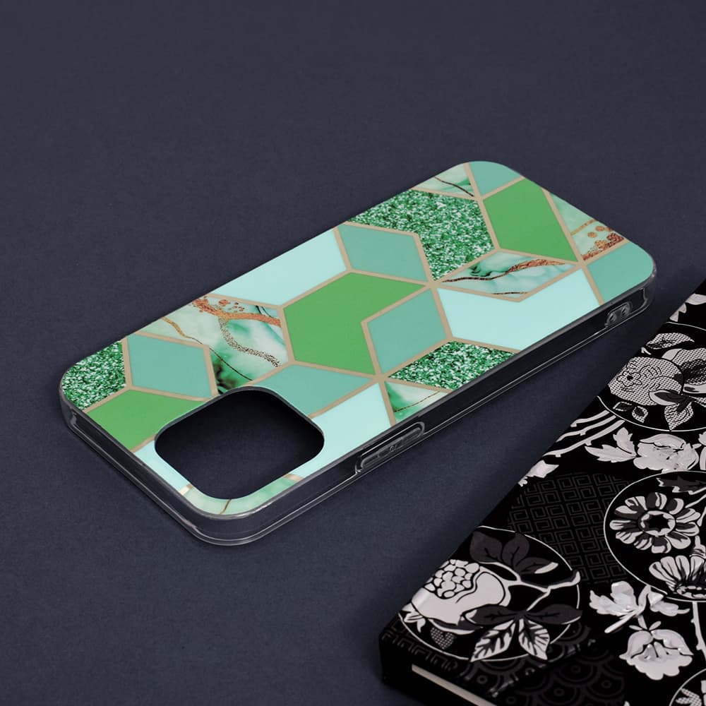 Techsuit Mramorová série iPhone 13 Pro Max Zelený Hex - náhled 5