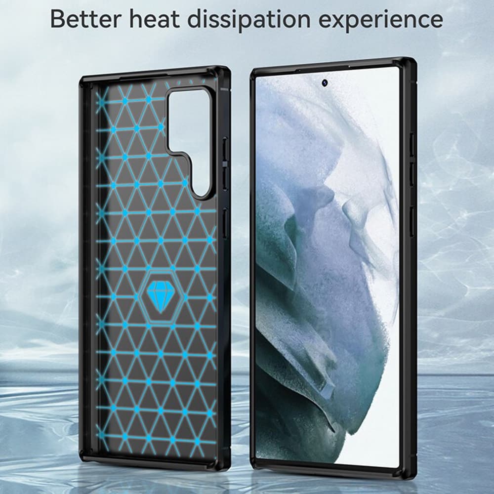 Techsuit Karbon Silikon Samsung Galaxy S22 Ultra Černý - náhled 5