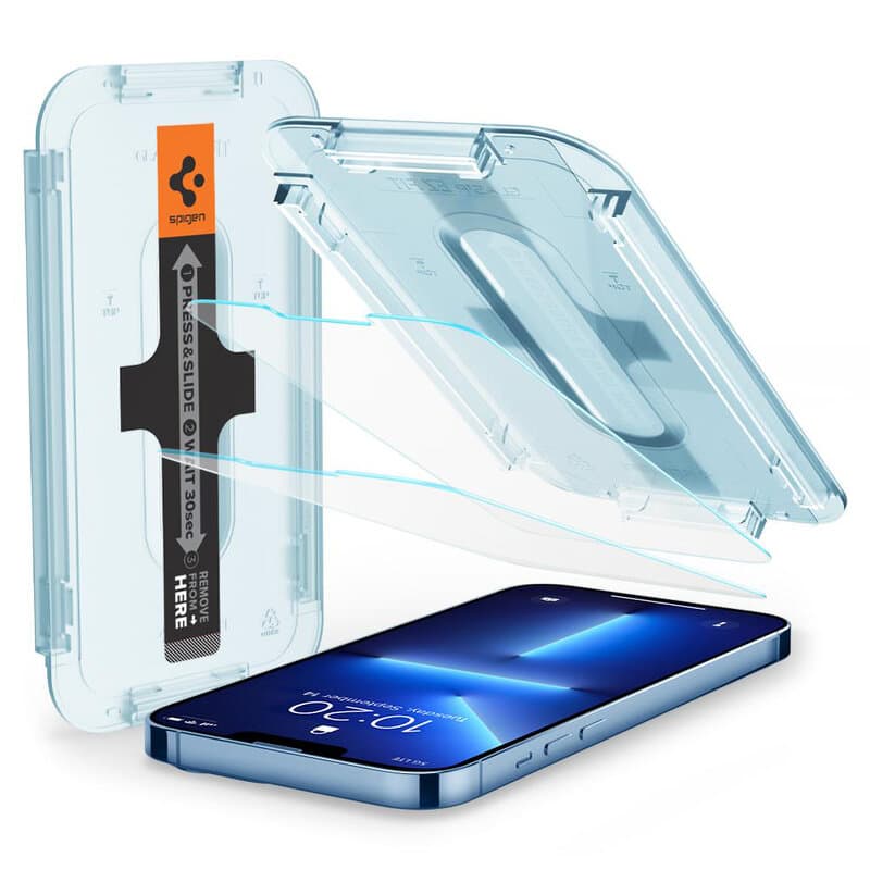 Spigen Glas.tR EZ-FIT 2 kusy Čiré pro iPhone 13 13 Pro 14 16e - náhled 5