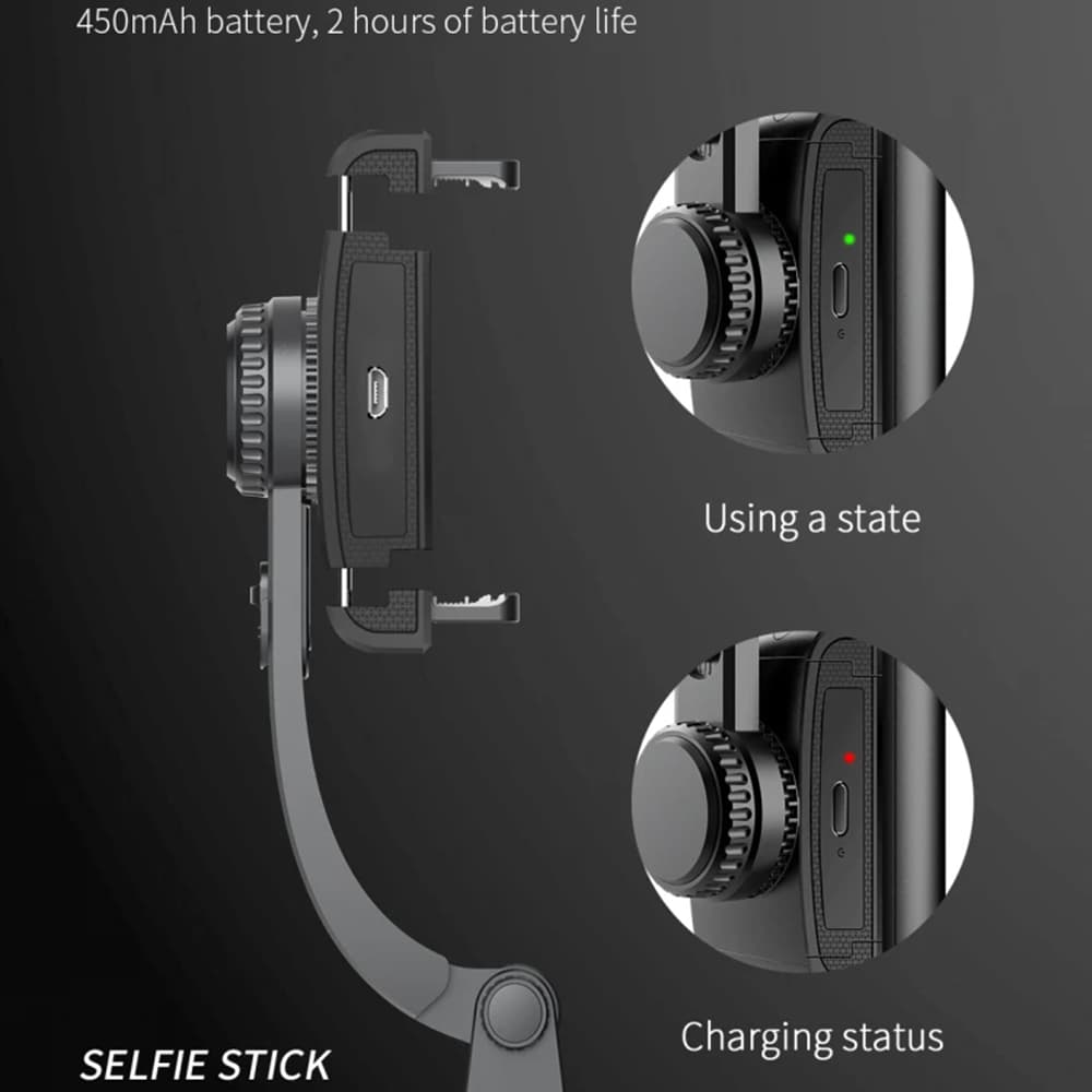 Techsuit Selfie tyč Q08 Stabilní stativ Bluetooth 360° Černá 75cm - náhled 5
