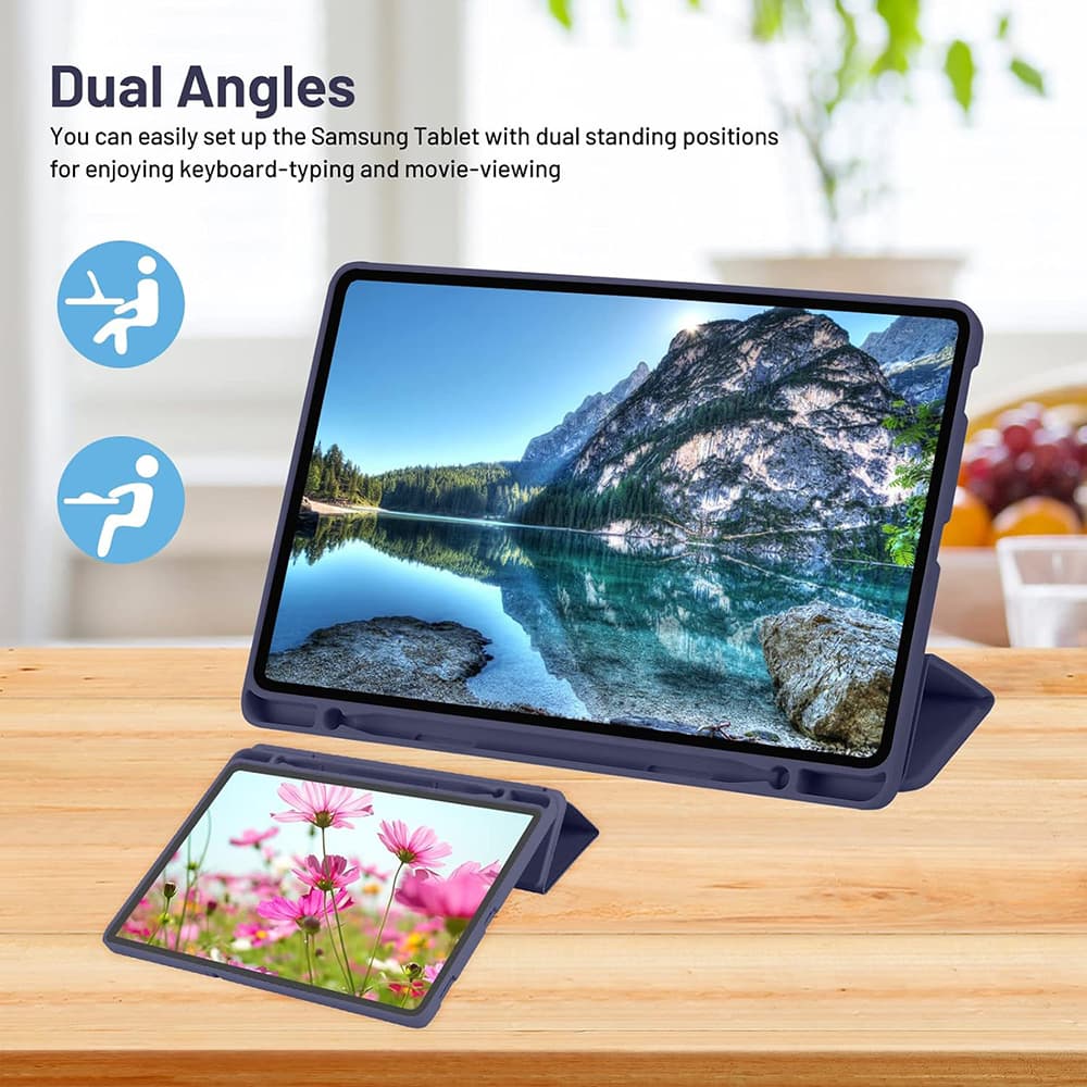 Techsuit Flex Trifold s držákem tužky Samsung Tab S6 Lite Tmavě modrá - náhled 5