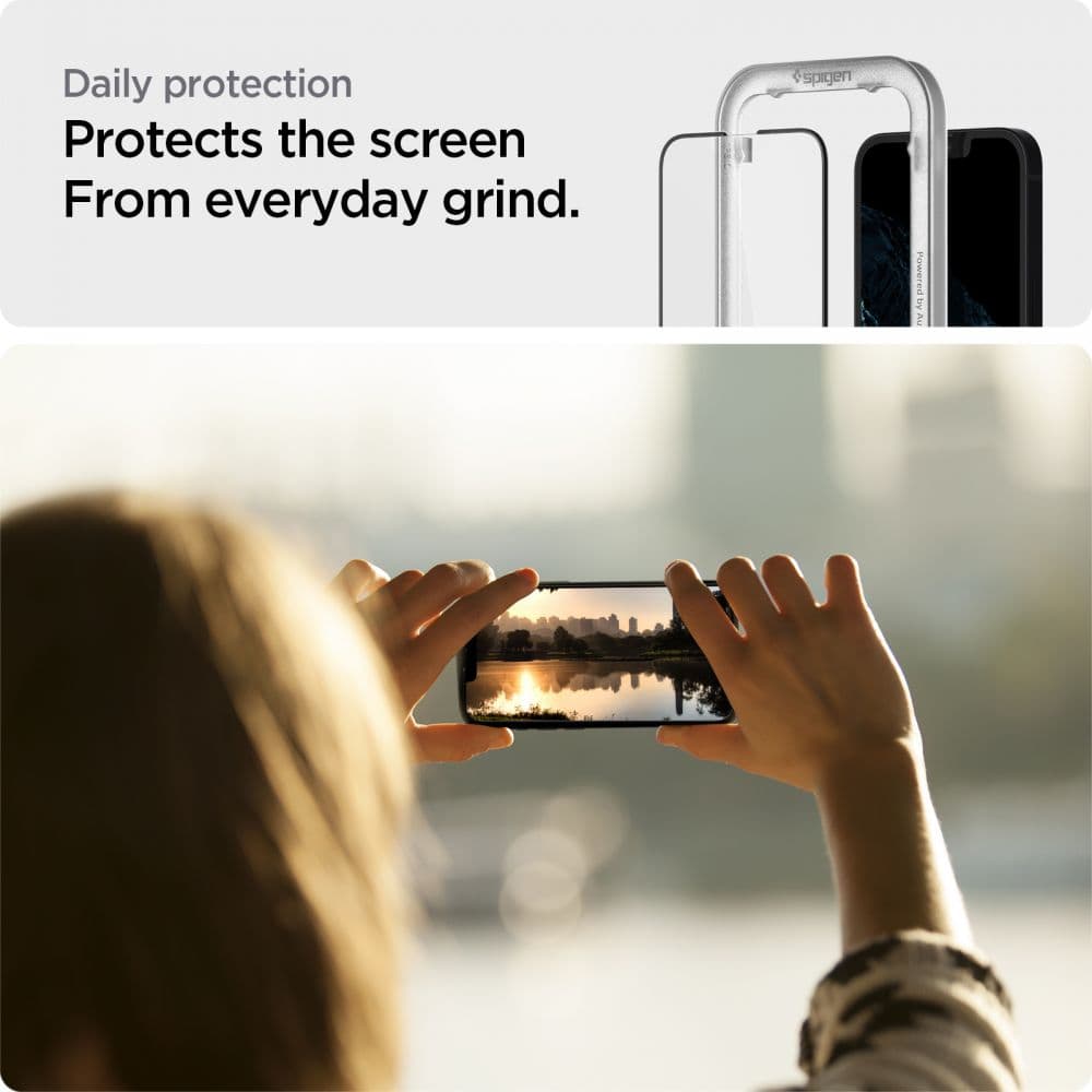 Spigen Glas.tR Align Master 2 balení iPhone 13 13 Pro 14 16e Černá - náhled 5