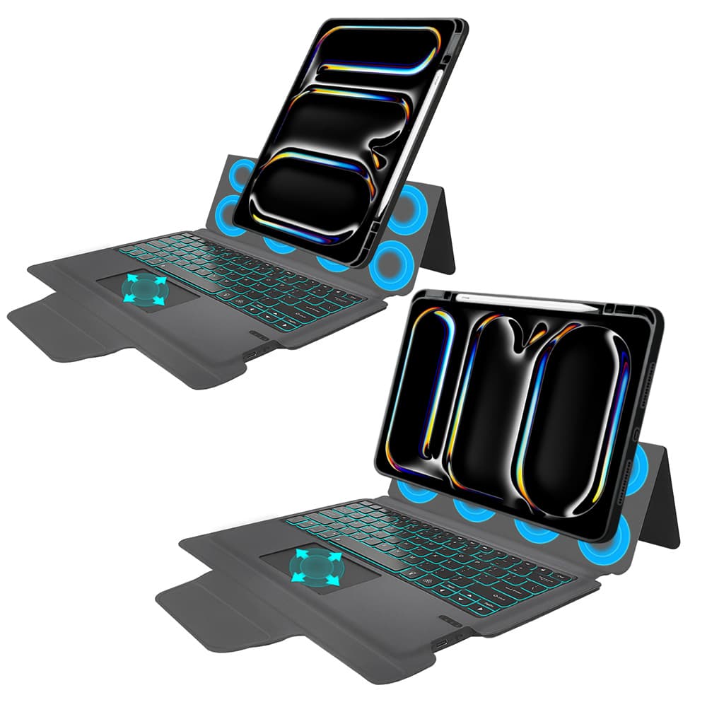 Techsuit KeyTab Pro Ochrana displeje RGB klávesnice iPad Pro 13 Černá - náhled 5