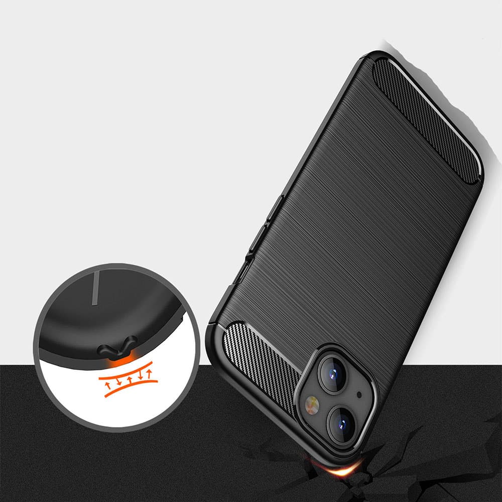 Techsuit Carbon Silicone iPhone 13 Černá - náhled 5