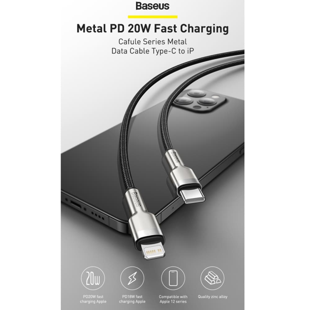 Baseus Cafule Metal Type-C Lightning 20W 2m fialový - náhled 5
