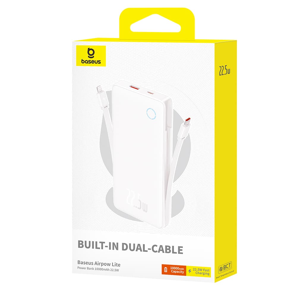 Baseus Power Bank Airpow Air Lite duální kabel 10000mAh bílá - náhled 5