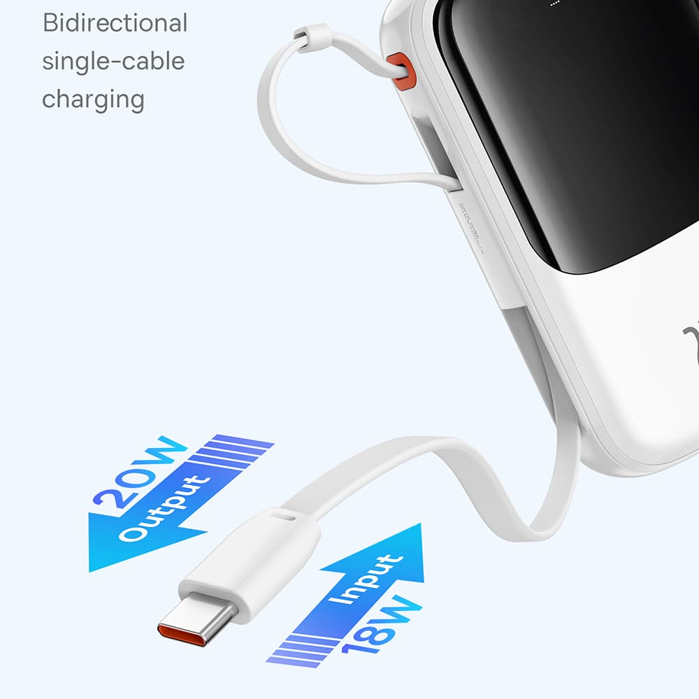 Baseus Power Bank Qpow Pro+ 10000mAh 22.5W Kabel Type-C Bílý - náhled 5
