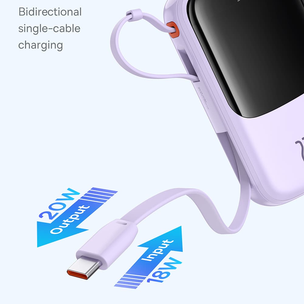 Baseus Powerbanka Qpow Pro+ 10000mAh Kabel Type-C Fialová - náhled 5