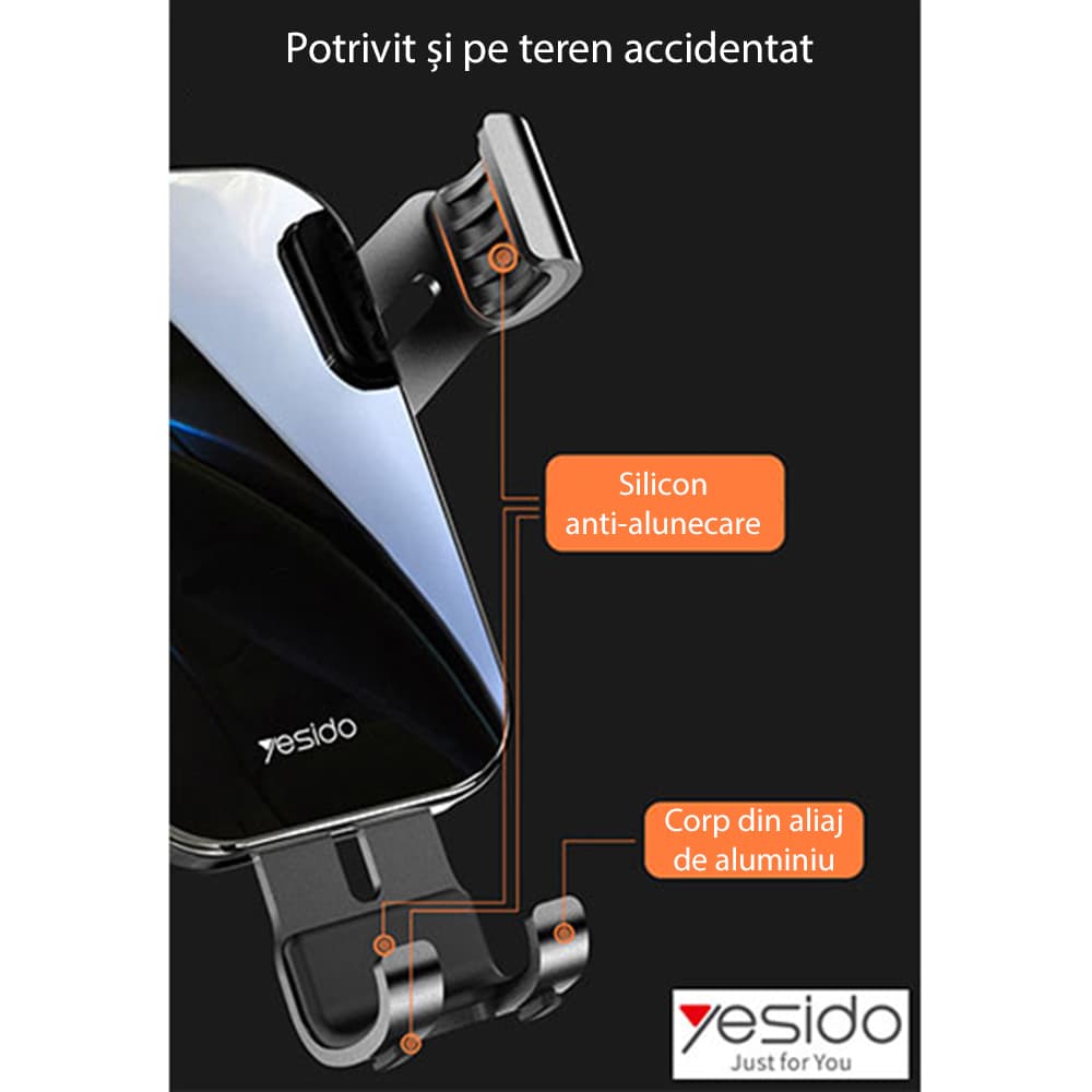 Yesido Držák do auta C87 Gravitační na ventilaci Černý - náhled 5