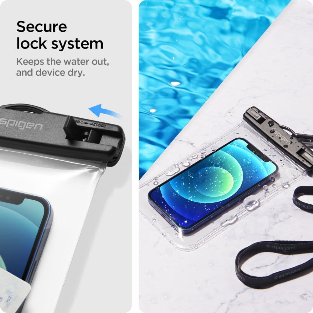 Spigen 2x Vodotěsné pouzdro A601 IPX8 pro telefon 3.5 - 7" Průhledné - náhled 5