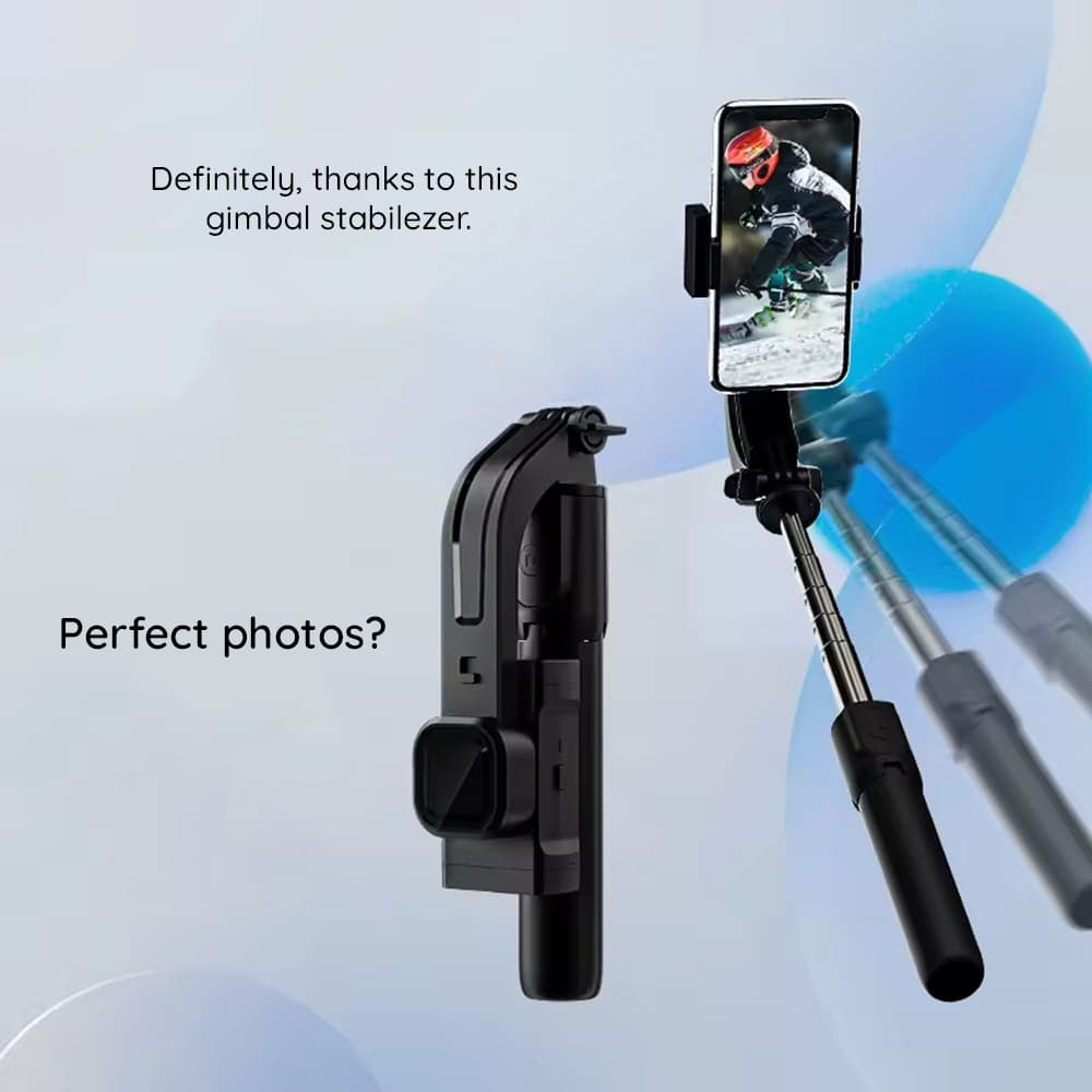 Techsuit Selfie tyč Gimbal C06 Stativ Bluetooth LED 76cm Černá - náhled 5