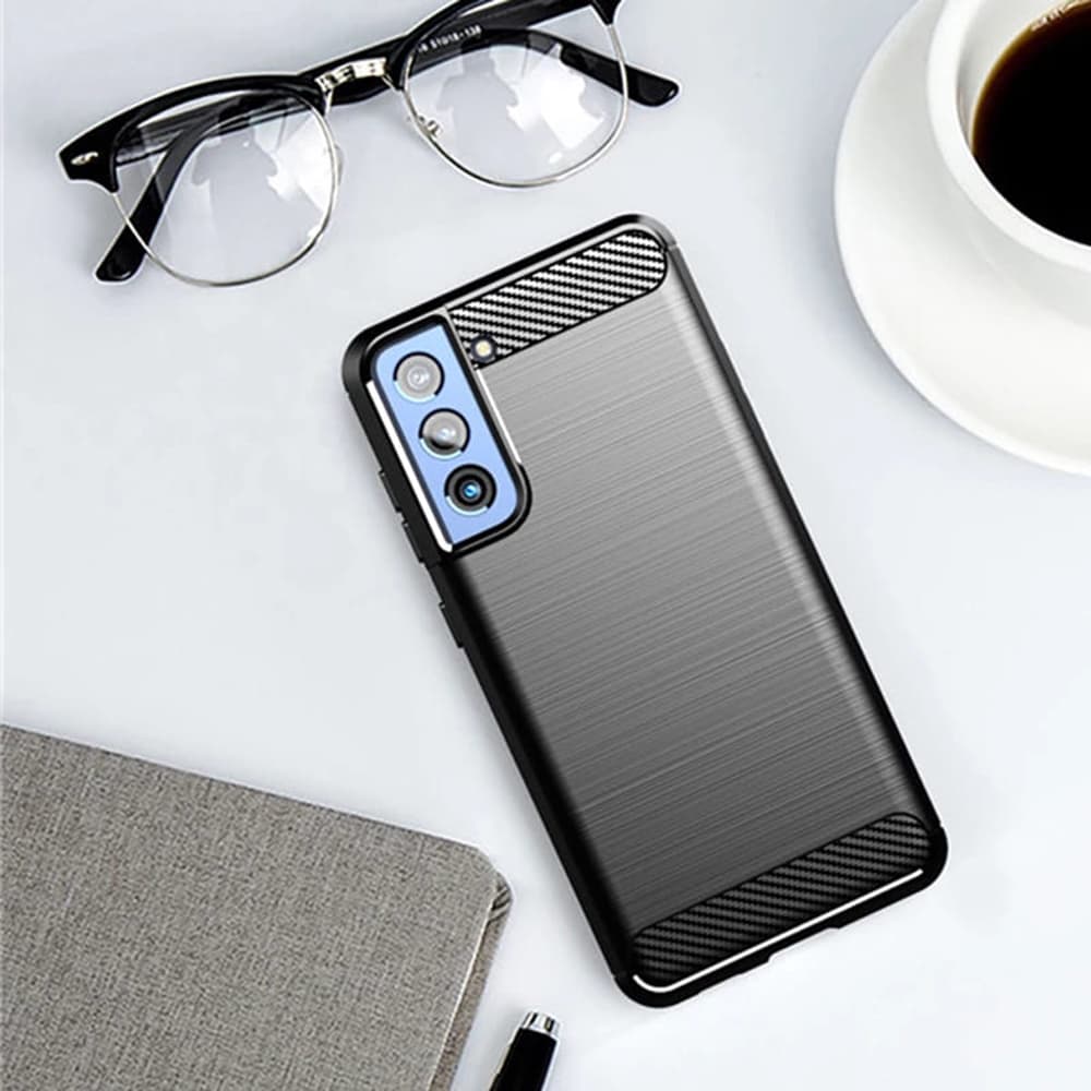 Techsuit Karbon Silikon Kryt Samsung Galaxy S21 FE Černý - náhled 5