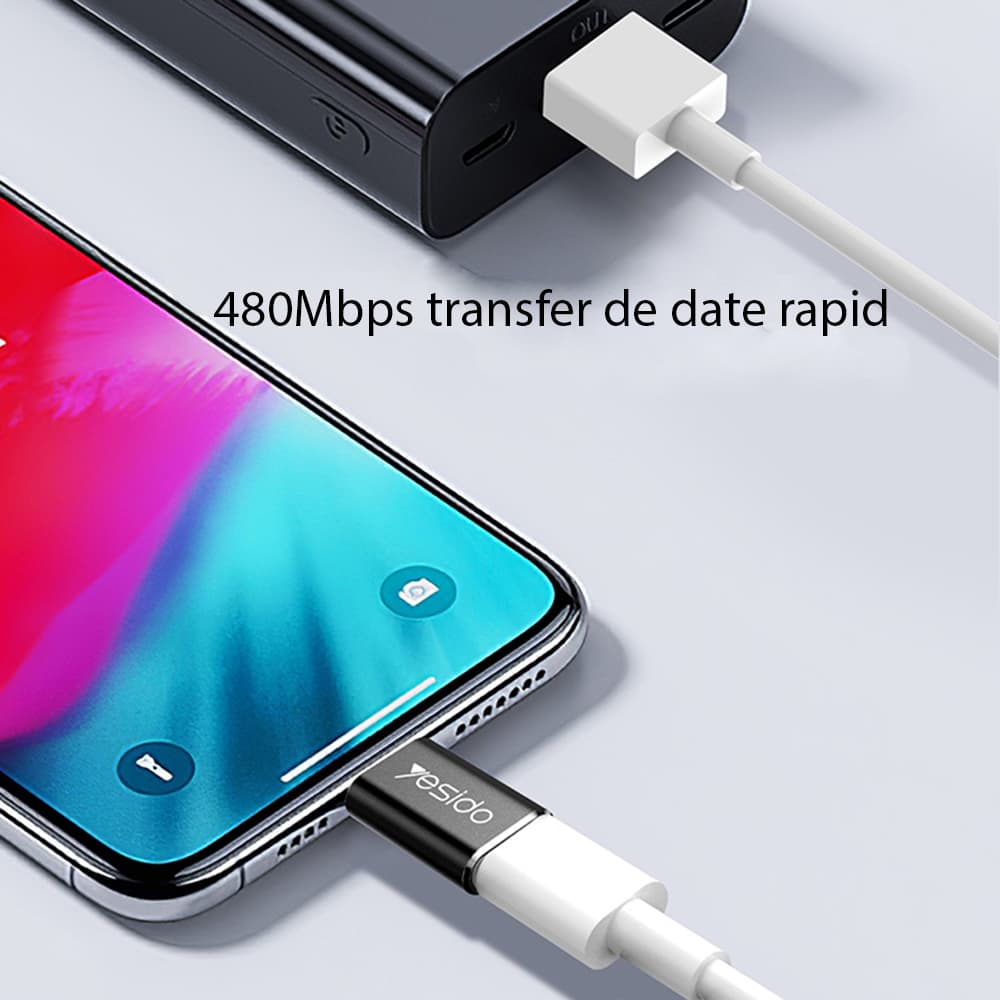 Yesido OTG adaptér GS03 Lightning Type-C 480Mbps Black - náhled 5