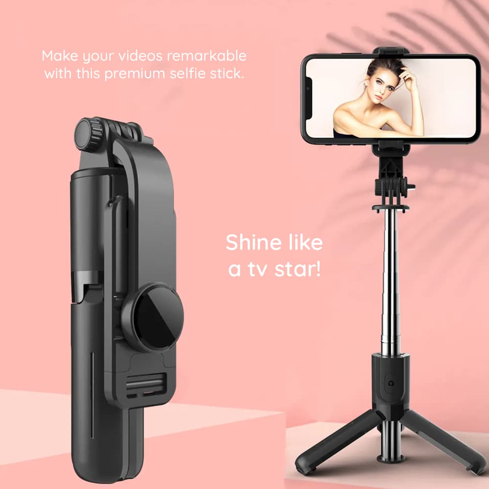 Techsuit L11 Selfie Tyč Stativ Bluetooth 360° 73cm Černá - náhled 5