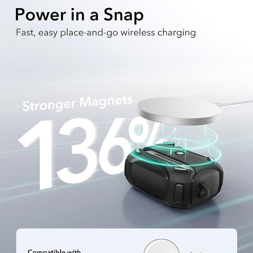 ESR Cyber Magnetické Zamykací Pouzdro HaloLock Apple AirPods Pro 1 2 Black - náhled 5