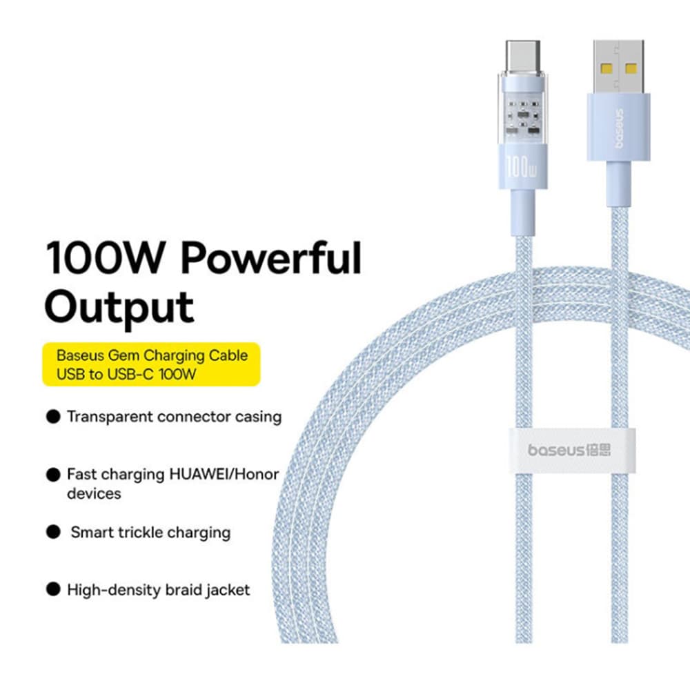 Baseus Data Cable Gem USB na Type C 100W 2m Galaxy Blue - náhled 5