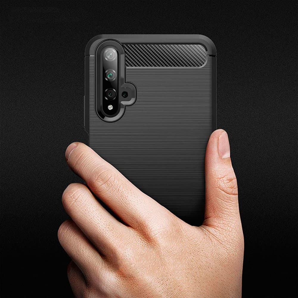 Techsuit Karbon Silikon Huawei nova 5T Honor 20 Černý - náhled 5