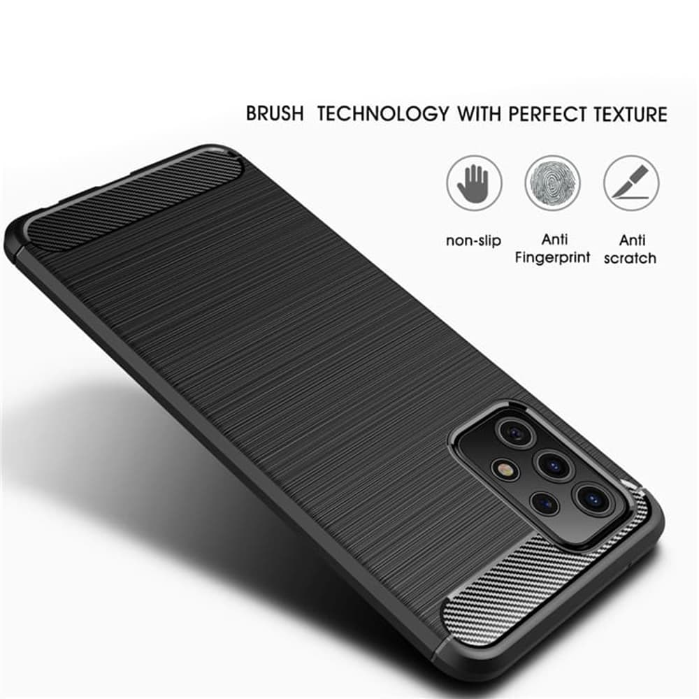 Techsuit Carbon Silicone obal Samsung Galaxy A52 A52s Černý - náhled 5