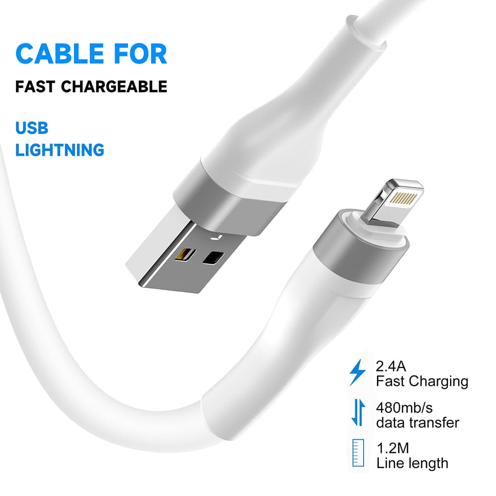 Lito Datový kabel LD02L USB na Lightning Rychlé nabíjení 1.2m Bílá - náhled 5