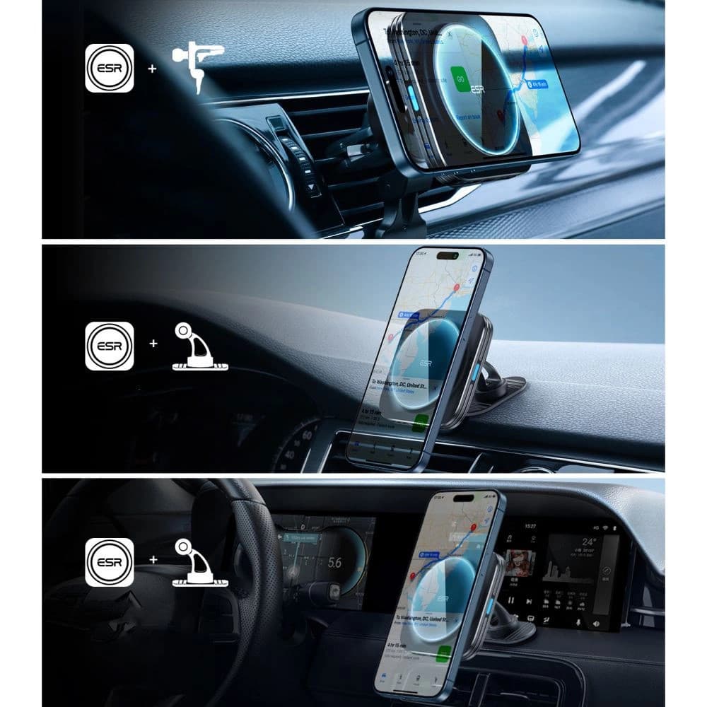 ESR Car Holder s bezdrátovým nabíjením Qi2 HaloLock pro ventilaci černý - náhled 5