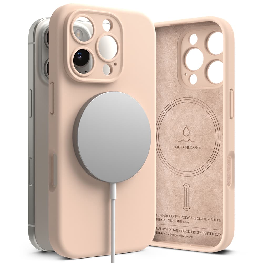 Ringke Silicone Magnetic MagSafe pro iPhone 16 Pro růžový písek - náhled 5