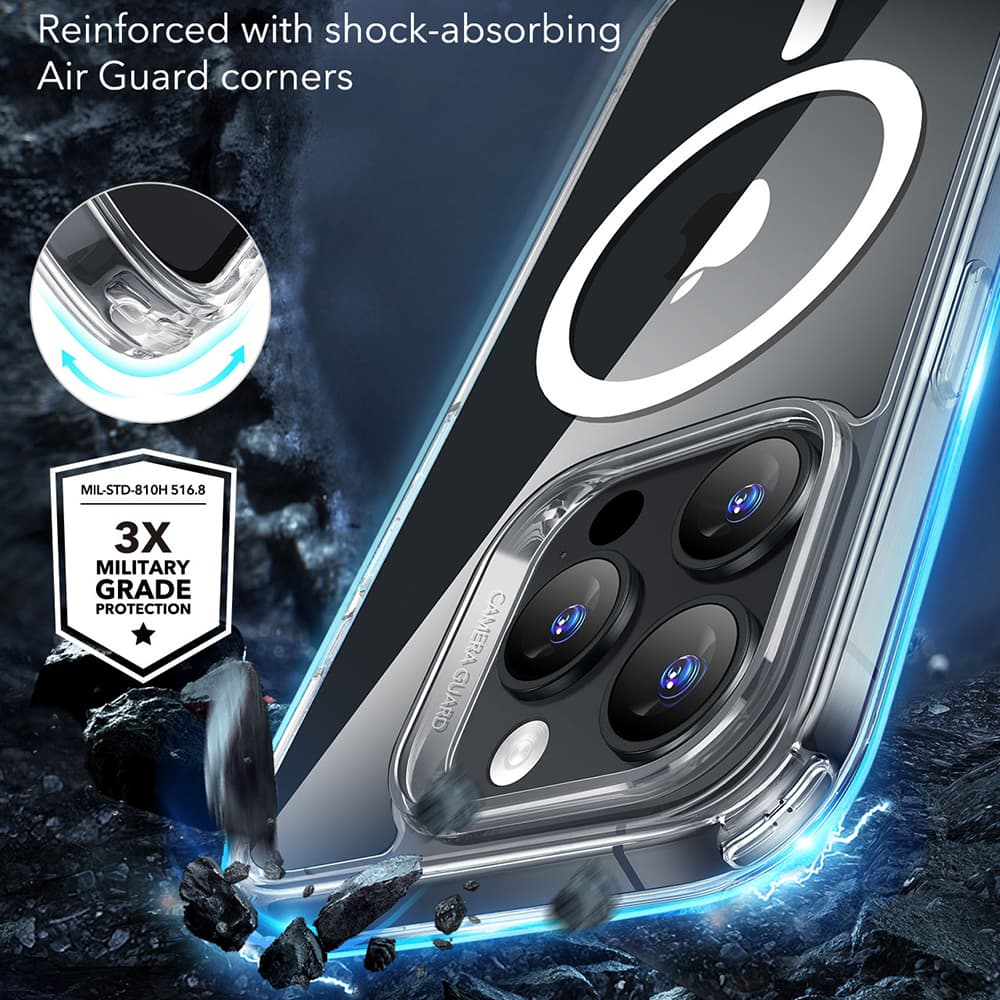 ESR Klasický Hybridní HaloLock iPhone 16 Pro Max Průhledný - náhled 5