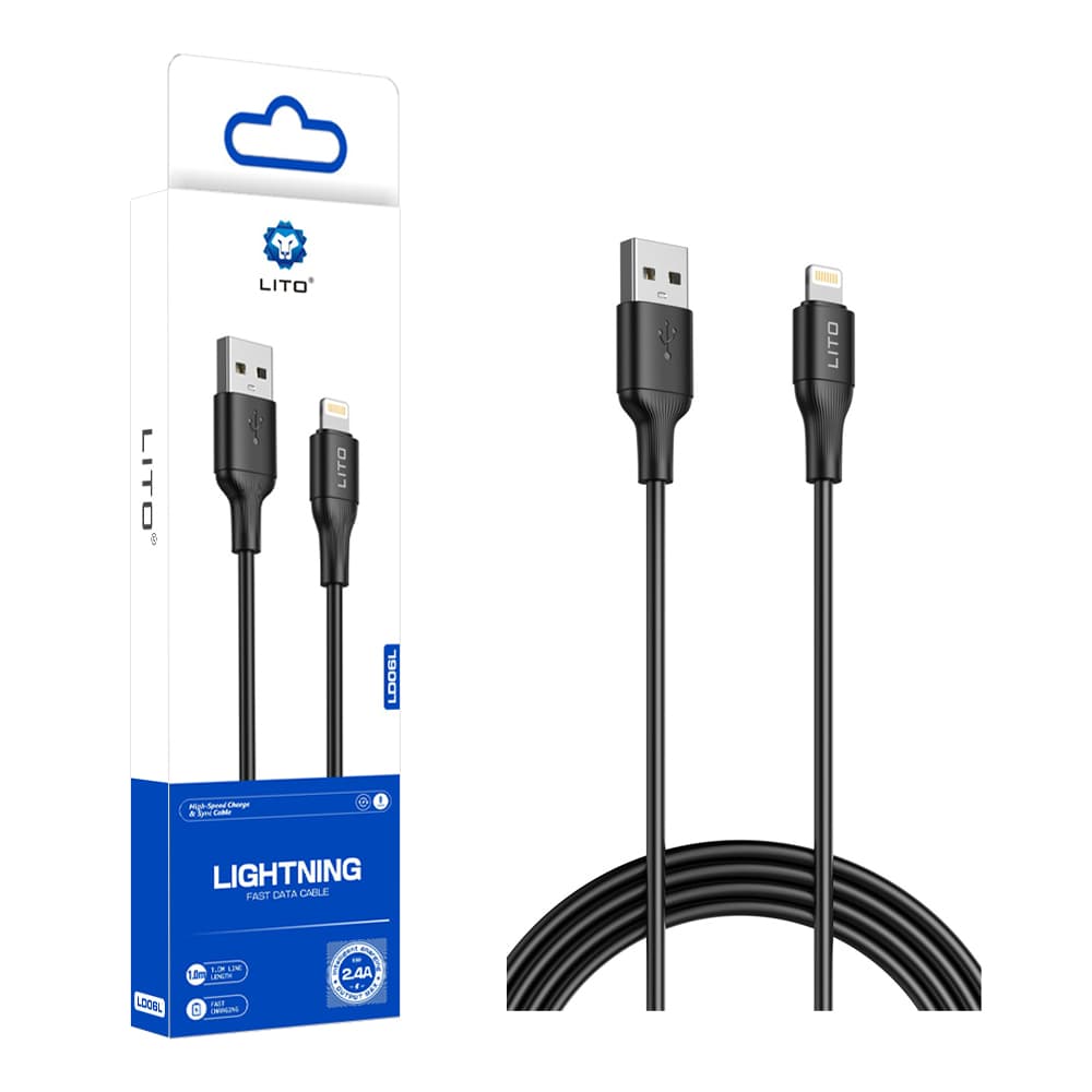 Lito Datový kabel LD06L USB na Lightning 2.4A PVC 1m černý - náhled 5