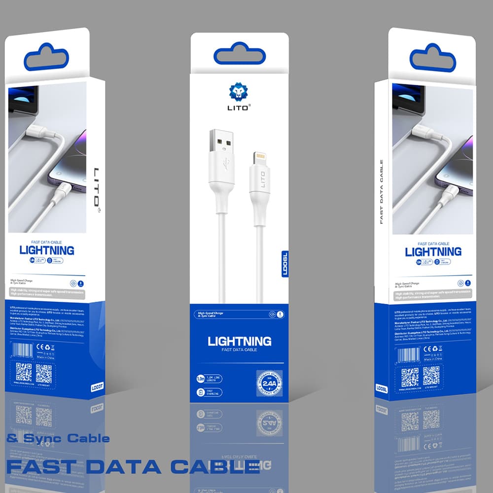 Lito Data Cable LD06L USB na Lightning 2.4A PVC 1m bílý - náhled 5