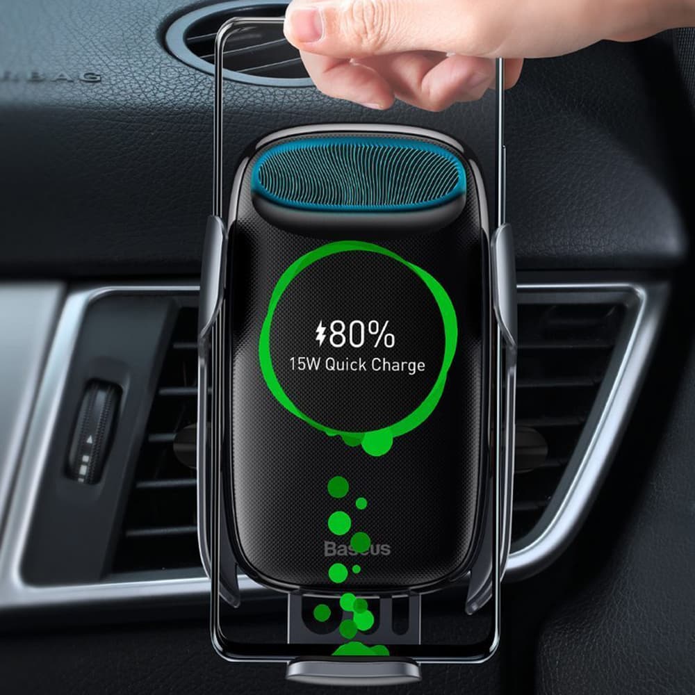 Baseus Držák do auta bezdrátové nabíjení 15W do ventilace černý - náhled 5