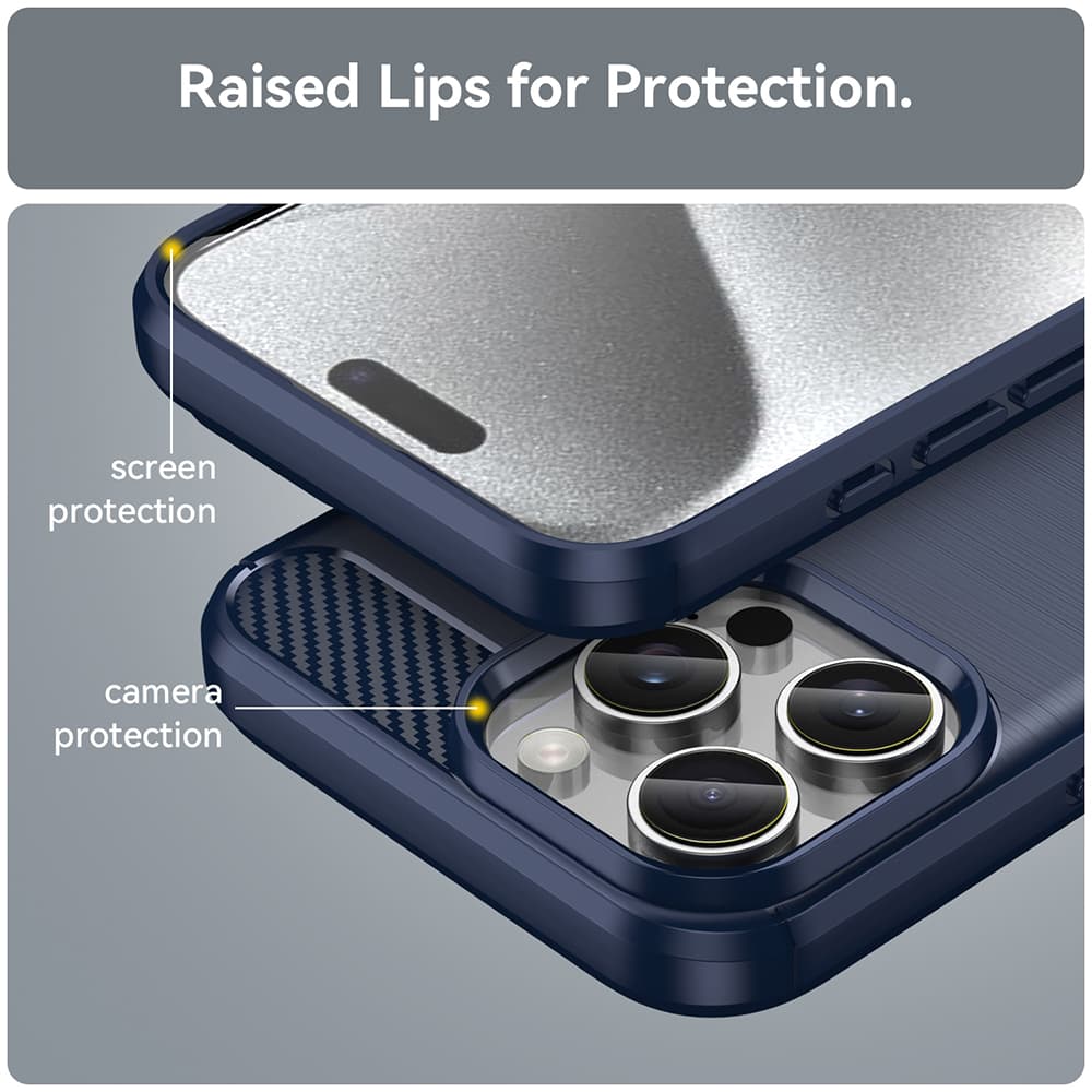 Techsuit Karbon Silikon iPhone 16 Pro Modrý - náhled 5