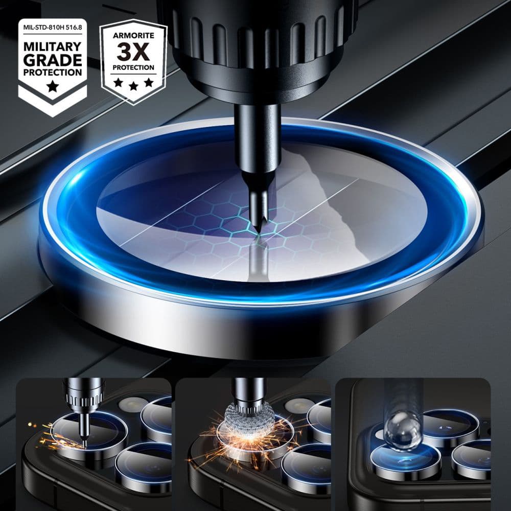 ESR Armorite ochranné kryty na čočky fotoaparátu iPhone 14 Pro/14 Pro Max/15 Pro/15 Pro Max/16 Pro/16 Pro Max/17 Pro/17 Pro Max černé - náhled 5